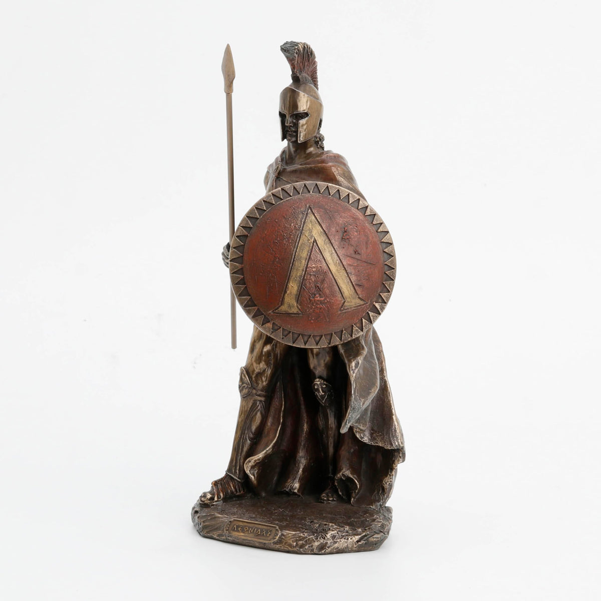 Veronese 9 7/8 Inch Leonidas Spartan King with Spear and Shield Cold Cast Resin Antique Bronze Sculpture