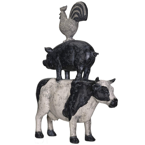 Pacific Giftware American Art Animal Farm Barnyard Stacked Animal Resin Figurine Statue (Cow/Pig/Chicken)