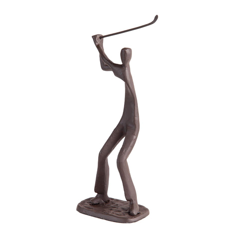 Danya B. Golfer Cast Iron Sculpture | Contemporary Metal Art | Golf Lover Gift Idea | Golf Figurine | Trophy for Golf Tournaments - Brown