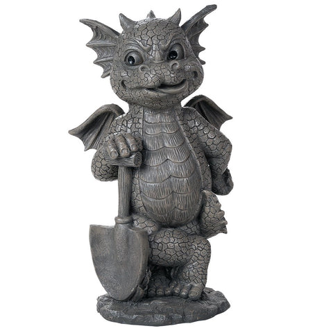 Pacific Giftware Garden Dragon Green Thumb Gardener Dragon Decorative Garden Accent Sculpture Stone Finish 10 Inch Tall