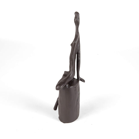 Danya B. Woman in Reflection Cast Iron Sculpture | Contemporary Metal Art Shelf Decor | Thinking Figurine - Brown