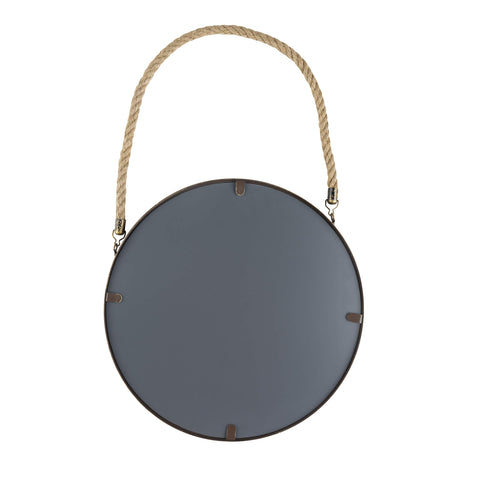 Danya B. SE021 Decorative Rustic Metal-Framed 15" Gold Patina Round Wall Mirror with Hanging Rope