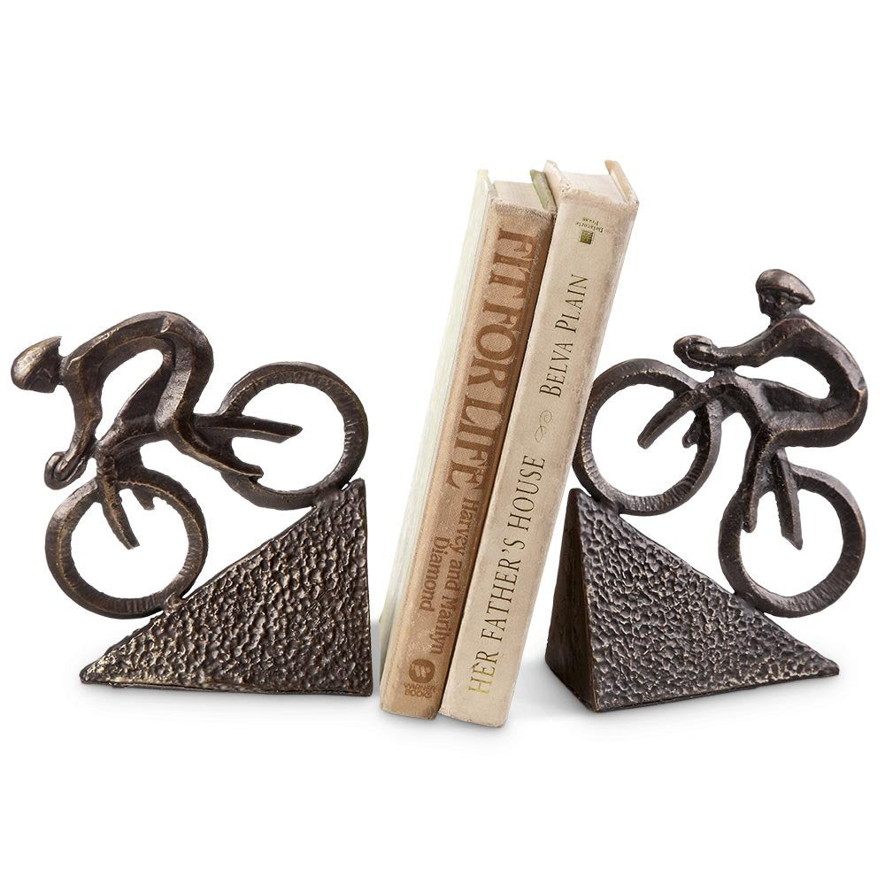 SPI Home Cast Iron Racing Bicyclist Bookends