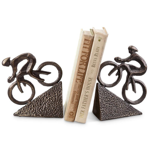 SPI Home Cast Iron Racing Bicyclist Bookends