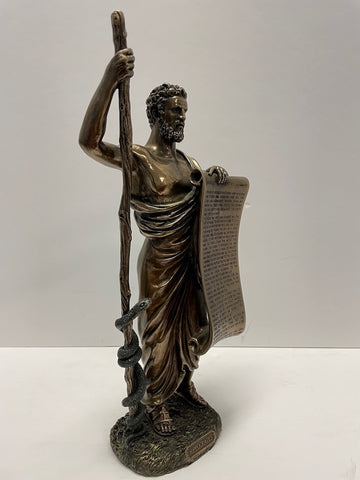 Religious Gifts Ancient Greek Figure Hippocrates of Cos with Hippocratic Oath Cold Cast Bronze Statue White