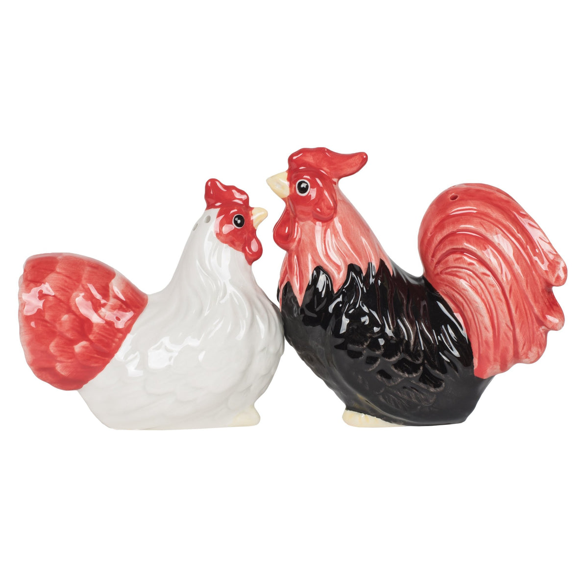 Pacific Trading Rooster and Hen Ceramic Salt and Pepper Shaker Set 3.5 Inch