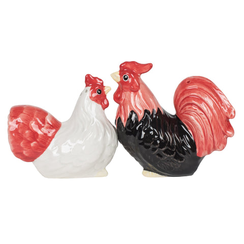 Pacific Trading Rooster and Hen Ceramic Salt and Pepper Shaker Set 3.5 Inch