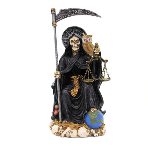 Pacific Giftware Santa Muerte Saint of Holy Death Seated Religious Statue 9 Inch Protection (Black)
