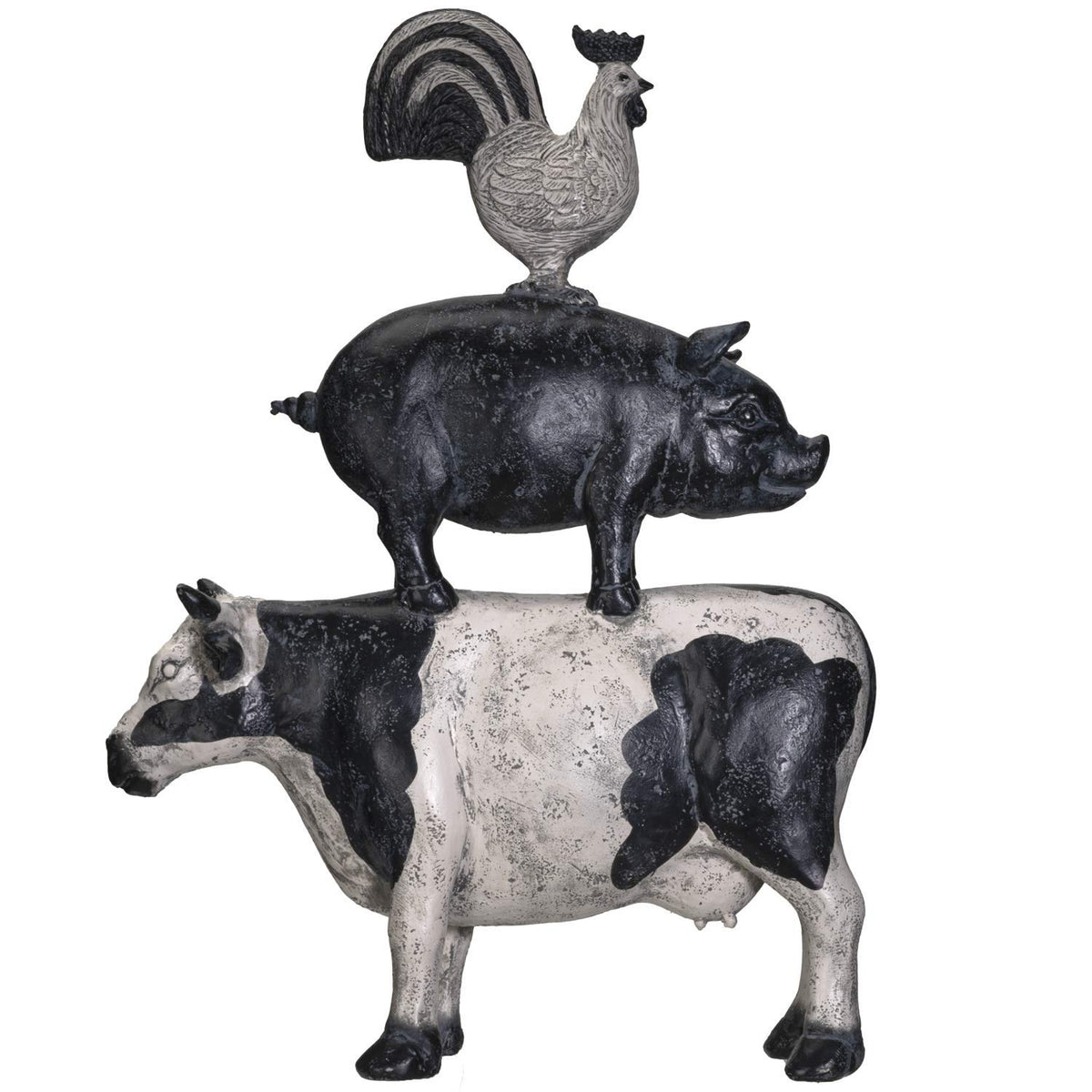 Pacific Giftware American Art Animal Farm Barnyard Stacked Animal Resin Figurine Statue (Cow/Pig/Chicken)