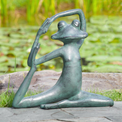 Relaxed Yoga Frog Garden Sculpture