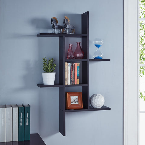 Danya B. Cantilever Cubby Decorative Modern Wall Mount Shelf – Horizontal or Vertical (Black)