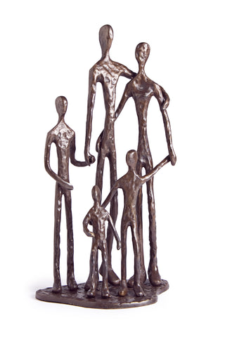 Danya B. Home Shelf Décor (ZD11021) - Sand Casted Metal Art Bronze Sculpture Family of Five - Lined with Velveteen