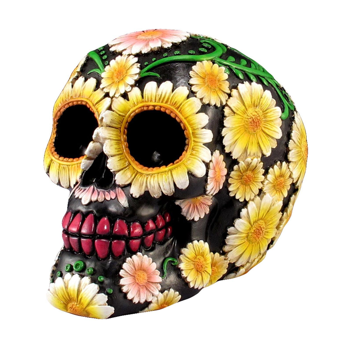 EVERSPRING Daisy Flower Sugar Skull Decoration, Black