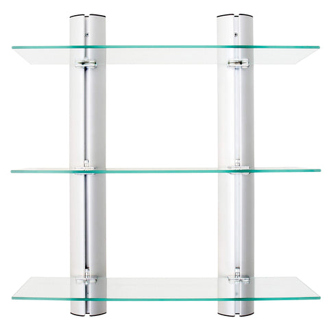 Danya B HA83163 Bathroom Shelving Unit – Decorative Wall-Mount 3-Tier Adjustable Glass Wall Shelves on Aluminum Bars – Bathroom Shelf, Wall Mount Shelf