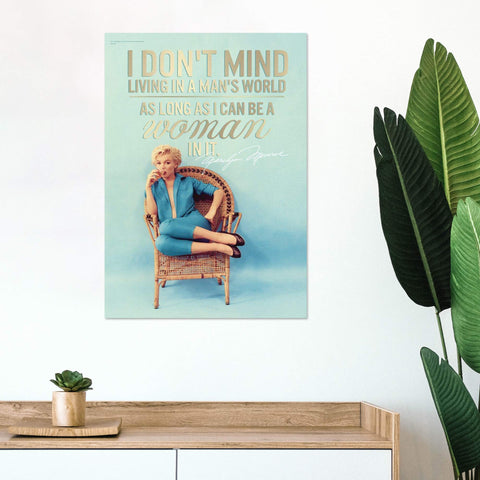 MIGHTYPRINT Marilyn Monroe – Man’s World Quote - Feminist - Durable 17” x 24" Wall Art – NOT Made of Paper – Officially Licensed Collectible