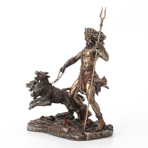 Veronese Design 9" Tall Hades Greek God of The Underworld with Cerberus Resin Statue Bronze Finish