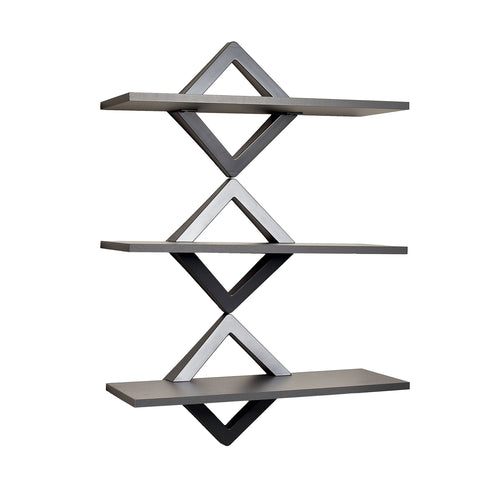 Danya B. Diamonds 3-Level Wall Mount Shelving System - Decorative Floating Shelves (Black)