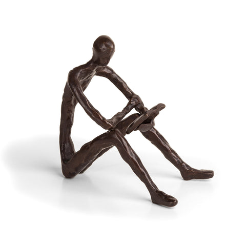 Danya B. ZD14010 Bronze Sculpture of Person Reading a Book – Modern and Elegant Design – Metal Art - Contemporary Home and Office Décor
