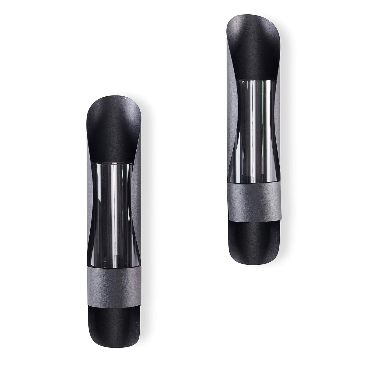Danya B. SE2137 Iron and Glass Candle Wall Sconces - Wall Mount Hugging Metal Candle Holders with Glass Hurricanes - (Set of 2) - Black