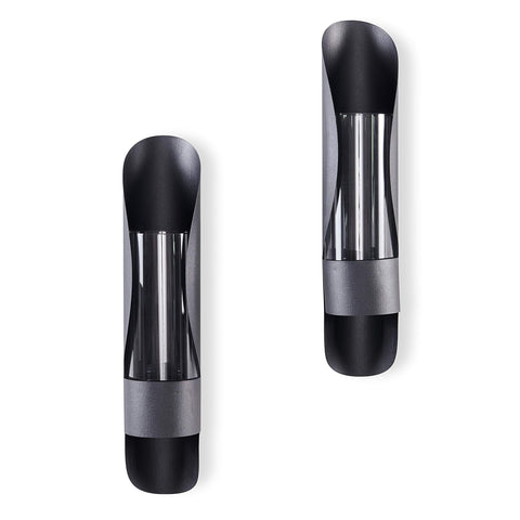 Danya B. SE2137 Iron and Glass Candle Wall Sconces - Wall Mount Hugging Metal Candle Holders with Glass Hurricanes - (Set of 2) - Black