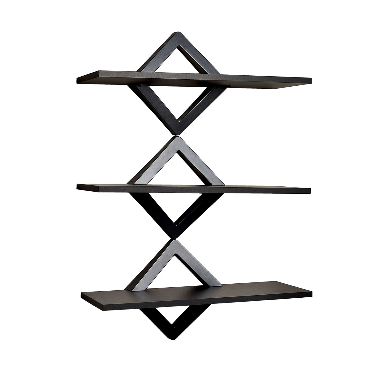 Danya B. Diamonds 3-Level Wall Mount Shelving System - Decorative Floating Shelves (Black)