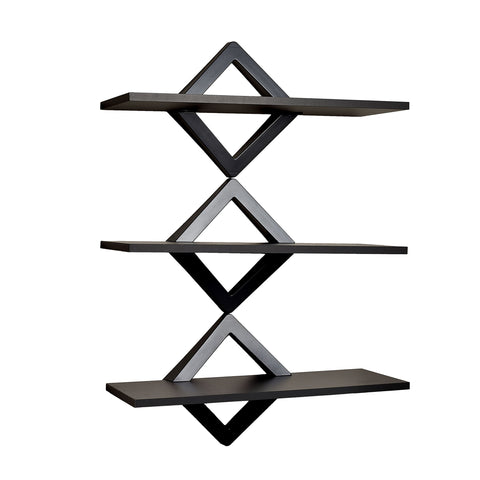Danya B. Diamonds 3-Level Wall Mount Shelving System - Decorative Floating Shelves (Black)