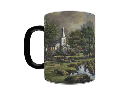 Morphing Mugs Thomas Kinkade - Seaside Haven - Lighthouse and Church - One 11 oz Color Changing Heat Sensitive Ceramic Mug – Image Revealed When HOT Liquid Is Added!