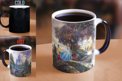 Morphing Mugs Disney - Cinderella - Wishes Upon a Dream - Thomas Kinkade - One 11 oz Color Changing Heat Sensitive Ceramic Mug – Image Revealed When HOT Liquid Is Added!