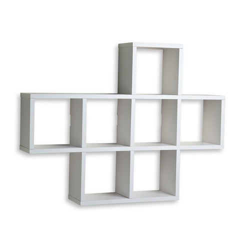 Danya B. Decorative Cubby Shelf – Wall Mount or Free Standing - Square Cubbies Shelving Unit (Black)
