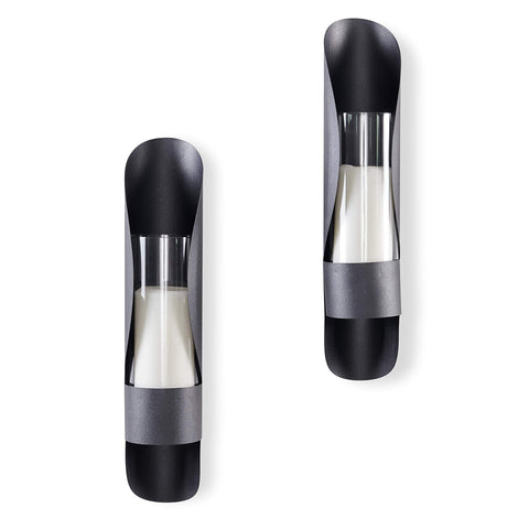 Danya B. SE2137 Iron and Glass Candle Wall Sconces - Wall Mount Hugging Metal Candle Holders with Glass Hurricanes - (Set of 2) - Black