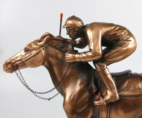 Marian Imports F54079 Jockey On Horse Bronze Plated Resin Sculpture - 10 x 4 x 10 in. by Marian Imports