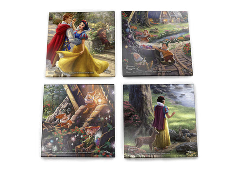 Disney – Mulan – Blossoms of Love – Glass Coaster Set – for Gifting Collecting – Comes with Stylish Modern Wooden Holder