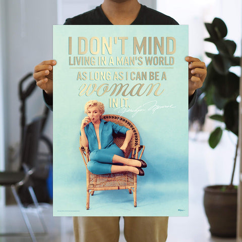 MIGHTYPRINT Marilyn Monroe – Man’s World Quote - Feminist - Durable 17” x 24" Wall Art – NOT Made of Paper – Officially Licensed Collectible