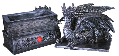 DWK 8" Guardian of Bibliophiles Decorative Medieval Gothic Dragon Trinket Stash Box Statue with Magical Hidden Book Secret Storage Compartment for Fantasy Home Decor…