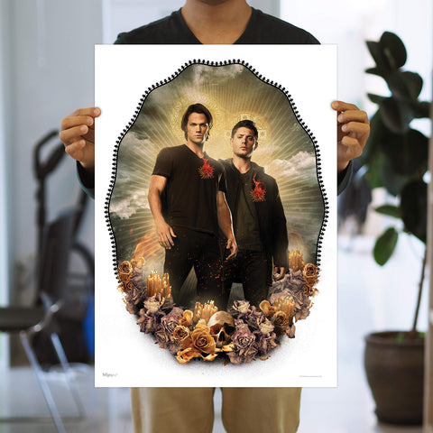 MIGHTYPRINT Supernatural - Sam and Dean Winchester - Saints and Sinners – Durable 17” x 24" Wall Art – NOT Made of Paper – Officially Licensed Collectible