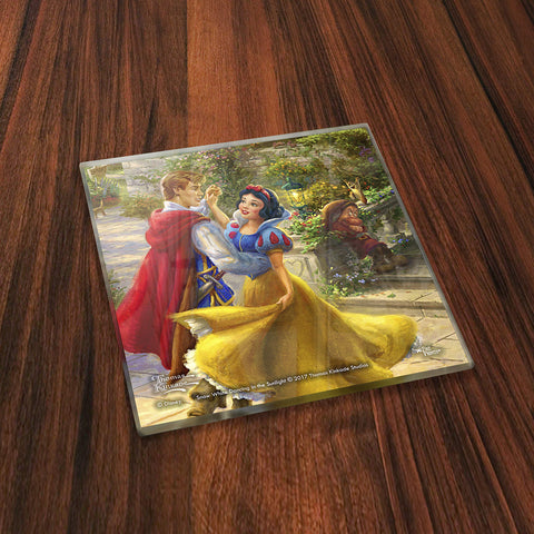 Disney – Mulan – Blossoms of Love – Glass Coaster Set – for Gifting Collecting – Comes with Stylish Modern Wooden Holder