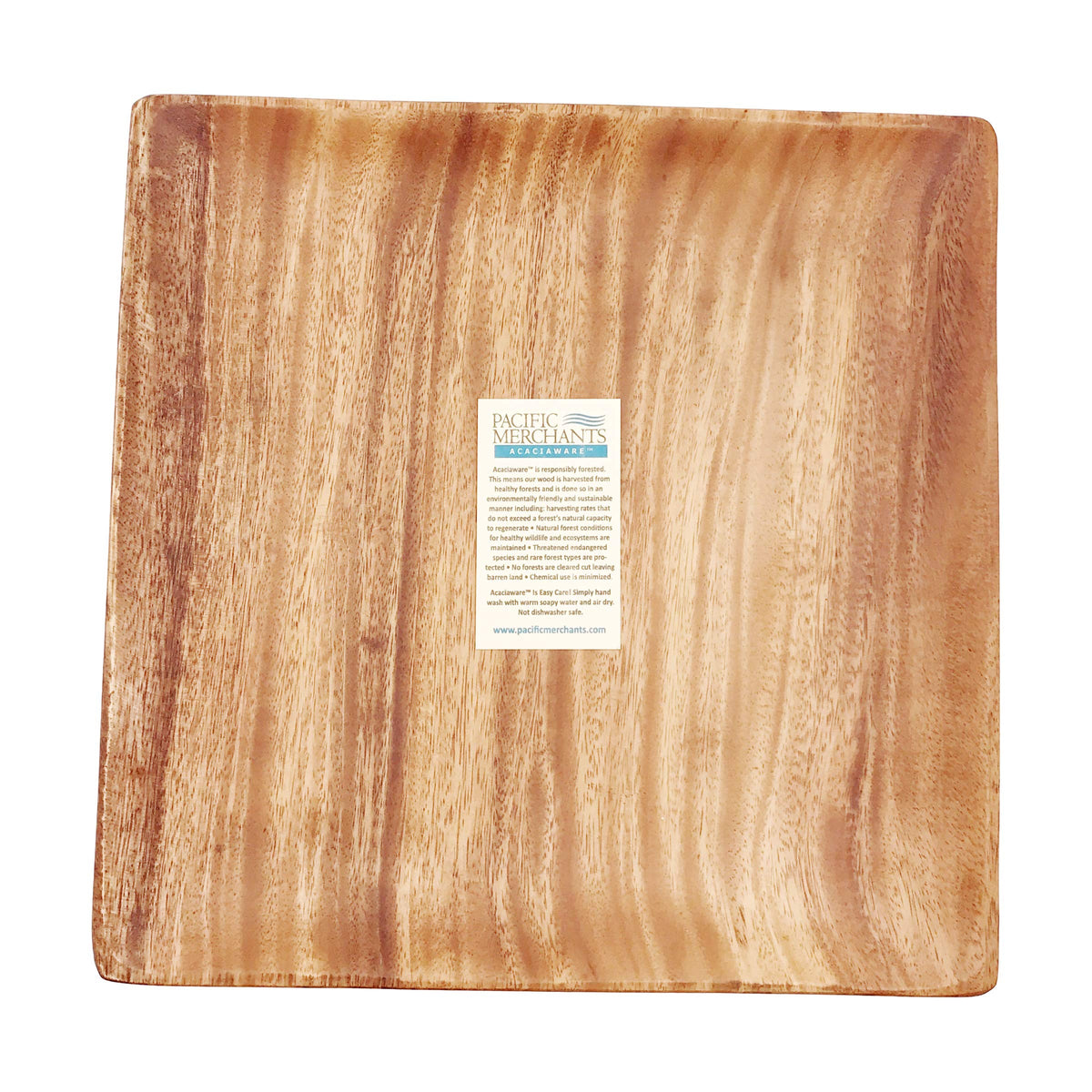 Pacific Merchants 12 Acaciaware Inch Acacia Wood Square Serving Tray, Natural