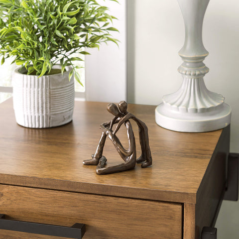 Danya B. Metal Art Shelf Décor - Bronze Sculpture - Child Embracing Father