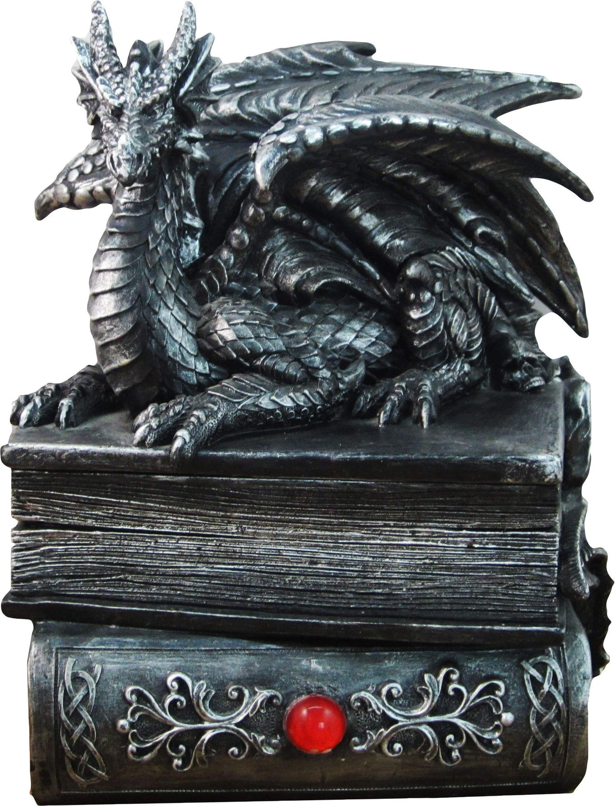 DWK 8" Guardian of Bibliophiles Decorative Medieval Gothic Dragon Trinket Stash Box Statue with Magical Hidden Book Secret Storage Compartment for Fantasy Home Decor…